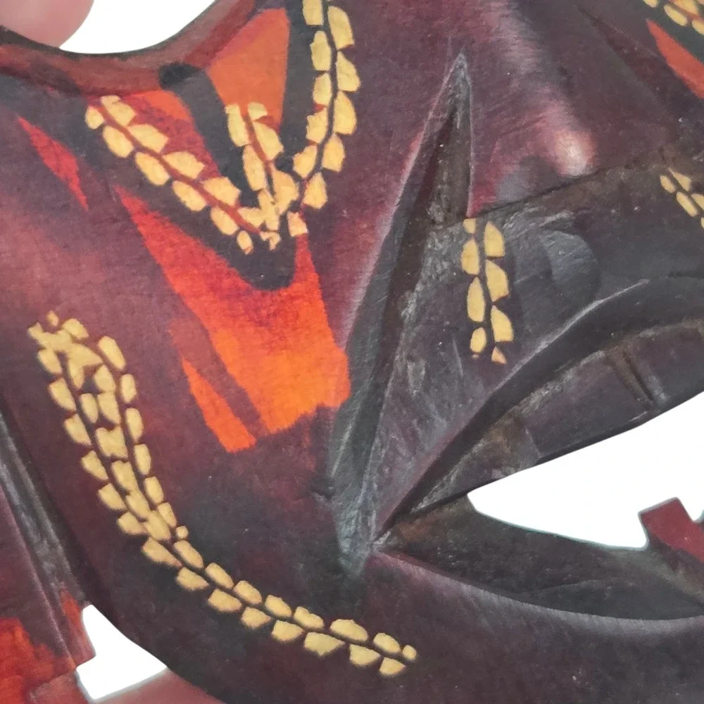 Handcrafted Carved Wooden African Mask Painted Kenyan Tribal Wall Art 9x5